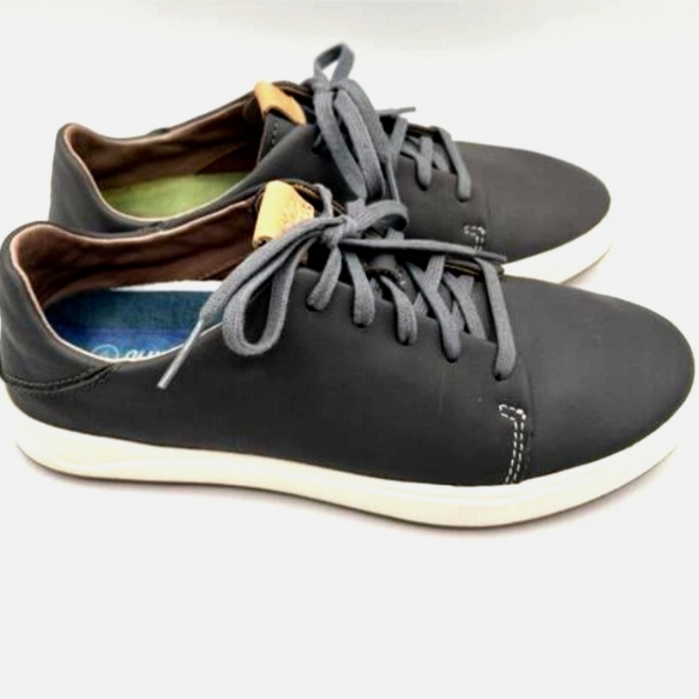 OluKai Wailea Spikeless Waterproof Grey Stone Leather Golf Shoes Women’s Size 6